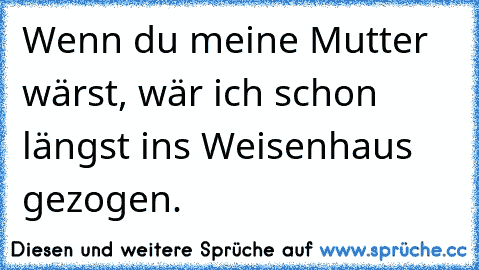 Wenn du meine Mutter wärst, wär ich schon längst ins Weisenhaus gezogen.