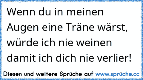 Wenn du in meinen Augen eine Träne wärst, würde ich nie weinen damit ich dich nie verlier! ♥