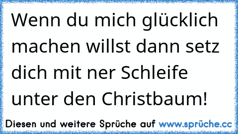 Wenn du mich glücklich machen willst dann setz dich mit ner Schleife unter den Christbaum! 