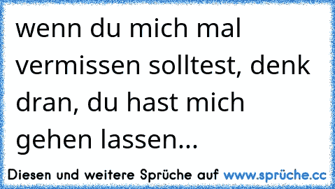 wenn du mich mal vermissen solltest, denk dran, du hast mich gehen lassen...