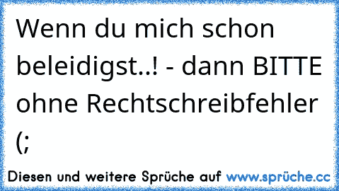 Wenn du mich schon beleidigst..! - dann BITTE ohne Rechtschreibfehler (;