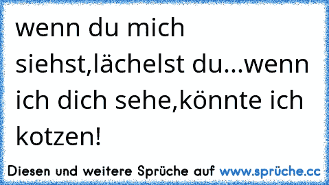 wenn du mich siehst,
lächelst du...
wenn ich dich sehe,
könnte ich kotzen!