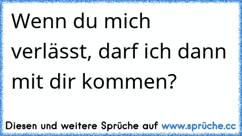 Wenn du mich verlässt, darf ich dann mit dir kommen?