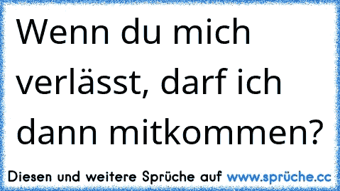 Wenn du mich verlässt, darf ich dann mitkommen?