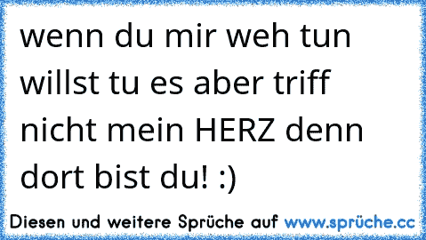 wenn du mir weh tun willst tu es aber triff nicht mein HERZ denn dort bist du! :) ♥