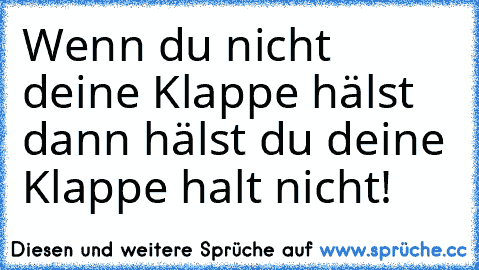 Wenn du nicht deine Klappe hälst dann hälst du deine Klappe halt nicht!