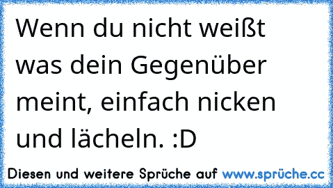 Wenn du nicht weißt was dein Gegenüber meint, einfach nicken und lächeln. :D