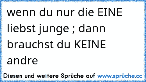 wenn du nur die EINE liebst junge ; dann brauchst du KEINE andre