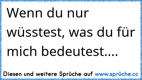 Wenn du nur wüsstest, was du für mich bedeutest....♥