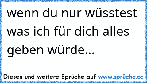 wenn du nur wüsstest was ich für dich alles geben würde...