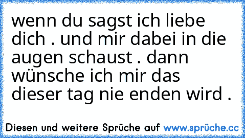 wenn du sagst ich liebe dich . und mir dabei in die augen schaust . dann wünsche ich mir das dieser tag nie enden wird . ♥