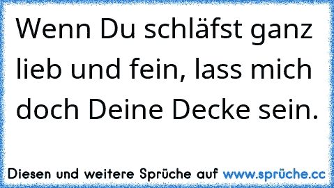 Wenn Du schläfst ganz lieb und fein, lass mich doch Deine Decke sein.