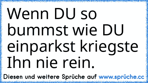 Wenn DU so bummst wie DU einparkst kriegste Ihn nie rein.