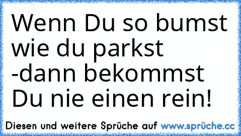 Wenn Du so bumst wie du parkst -dann bekommst Du nie einen rein!