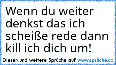 Wenn du weiter denkst das ich scheiße rede dann kill ich dich um!