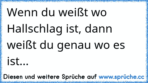 Wenn du weißt wo Hallschlag ist, dann weißt du genau wo es ist...