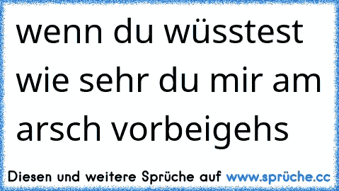 wenn du wüsstest wie sehr du mir am arsch vorbeigehs 