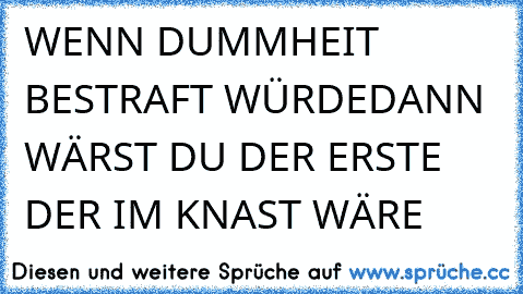 WENN DUMMHEIT BESTRAFT WÜRDEDANN WÄRST DU DER ERSTE DER IM KNAST WÄRE