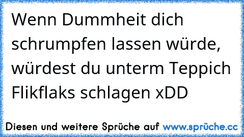 Wenn Dummheit dich schrumpfen lassen würde, würdest du unterm Teppich Flikflaks schlagen xDD