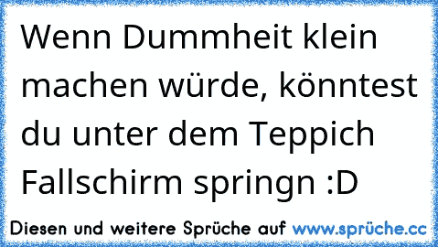 Wenn Dummheit klein machen würde, könntest du unter dem Teppich Fallschirm springn :D