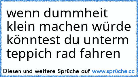 wenn dummheit klein machen würde könntest du unterm teppich rad fahren