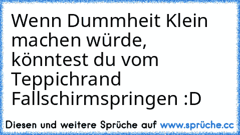 Wenn Dummheit Klein machen würde, könntest du vom Teppichrand Fallschirmspringen :D