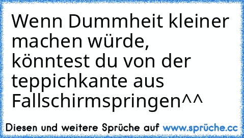 Wenn Dummheit kleiner machen würde, könntest du von der teppichkante aus Fallschirmspringen^^