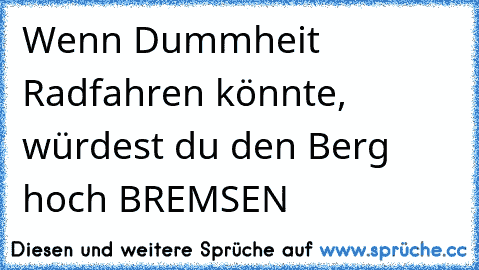 Wenn Dummheit Radfahren könnte, würdest du den Berg hoch BREMSEN°°