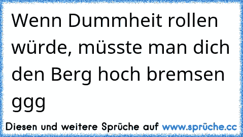 Wenn Dummheit rollen würde, müsste man dich den Berg hoch bremsen ggg