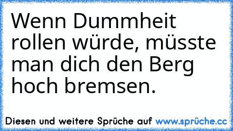 Wenn Dummheit rollen würde, müsste man dich den Berg hoch bremsen.