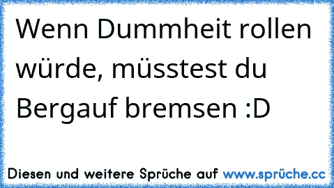 Wenn Dummheit rollen würde, müsstest du Bergauf bremsen :D