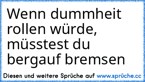 Wenn dummheit rollen würde, müsstest du bergauf bremsen