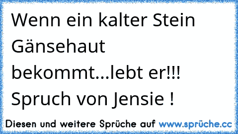 Wenn ein kalter Stein Gänsehaut bekommt...lebt er!!! Spruch von ♥Jensie♥ !