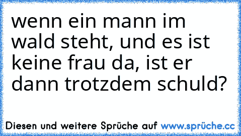 wenn ein mann im wald steht, und es ist keine frau da, ist er dann trotzdem schuld?