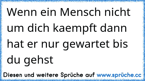 Wenn ein Mensch nicht um dich kaempft dann hat er nur gewartet bis du gehst