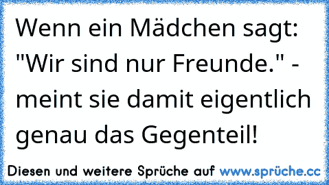 Wenn ein Mädchen sagt: "Wir sind nur Freunde." - meint sie damit eigentlich genau das Gegenteil!