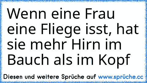 Wenn eine Frau eine Fliege isst, hat sie mehr Hirn im Bauch als im Kopf