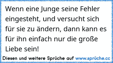 Wenn eine Junge seine Fehler eingesteht, und versucht sich für sie zu ändern, dann kann es für ihn einfach nur die große Liebe sein! ♥