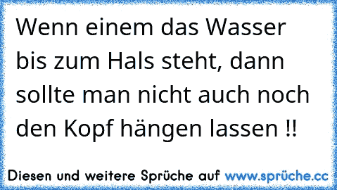 Wenn einem das Wasser bis zum Hals steht, dann sollte man nicht auch noch den Kopf hängen lassen !!