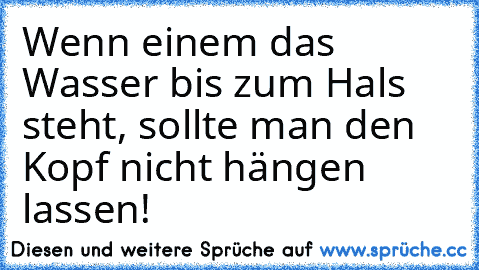 Wenn einem das Wasser bis zum Hals steht, sollte man den Kopf nicht hängen lassen!