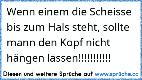 Wenn einem die Scheisse bis zum Hals steht, sollte mann den Kopf nicht hängen lassen!!!!!!!!!!!