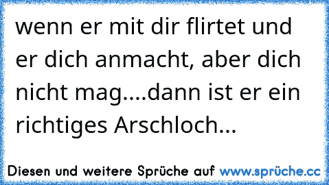 wenn er mit dir flirtet und er dich anmacht, aber dich nicht mag....dann ist er ein richtiges Arschloch...