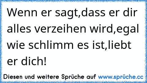 Wenn er sagt,dass er dir alles verzeihen wird,egal wie schlimm es ist,liebt er dich!