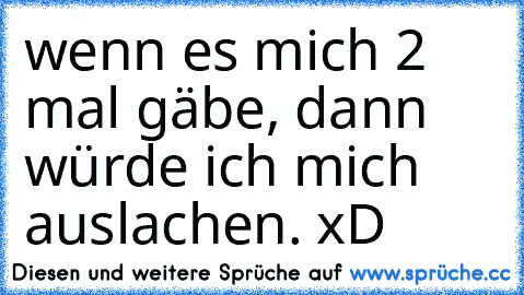 wenn es mich 2 mal gäbe, dann würde ich mich auslachen. xD