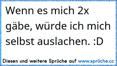 Wenn es mich 2x gäbe, würde ich mich selbst auslachen. :D