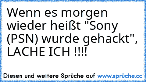 Wenn es morgen wieder heißt "Sony (PSN) wurde gehackt", LACHE ICH !!!!