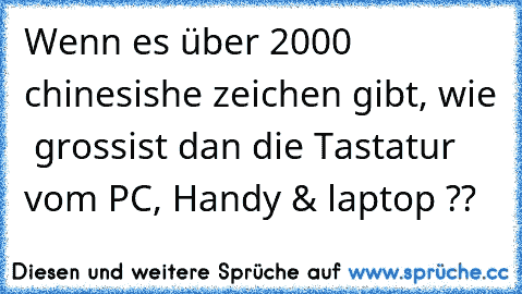 Wenn es über 2000 chinesishe zeichen gibt, wie  grossist dan die Tastatur vom PC, Handy & laptop ??