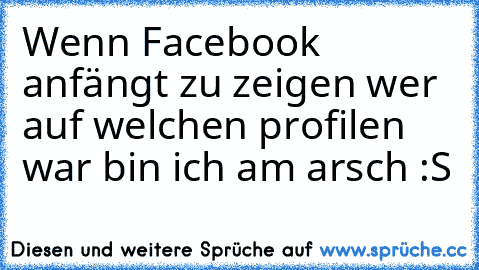 Wenn Facebook anfängt zu zeigen wer auf welchen profilen war bin ich am arsch :S