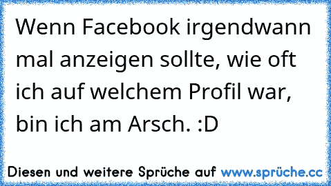 Wenn Facebook irgendwann mal anzeigen sollte, wie oft ich auf welchem Profil war, bin ich am Arsch. :D