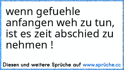 wenn gefuehle anfangen weh zu tun, ist es zeit abschied zu nehmen !